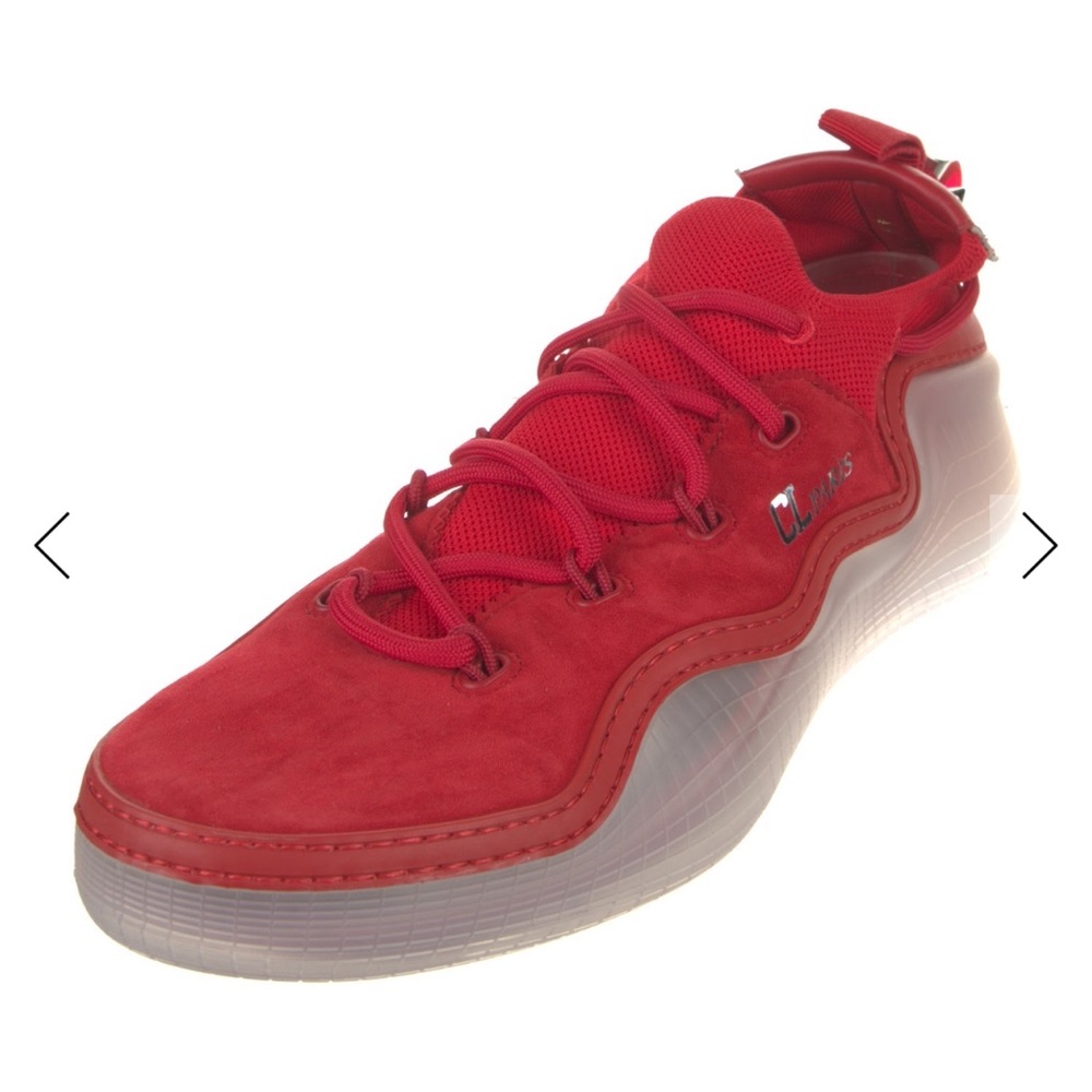 Christian Louboutin‎ Loubishark Red Suede Mesh Low Top 45 Sneakers Mens Shoes
